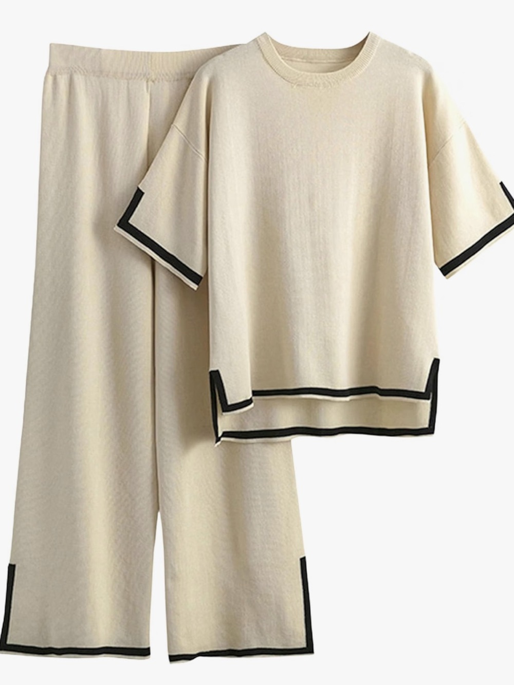 Woman’s Cream Set with Black Trim - Matching Two-Piece